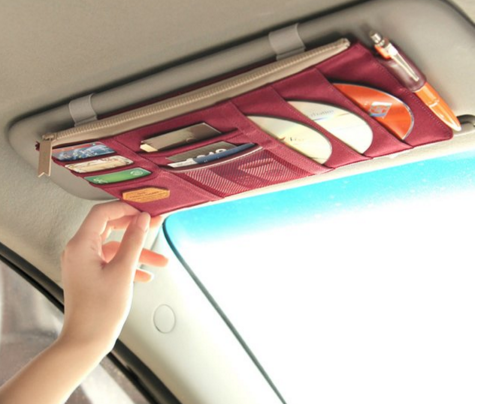 Sun visor zipper pocket